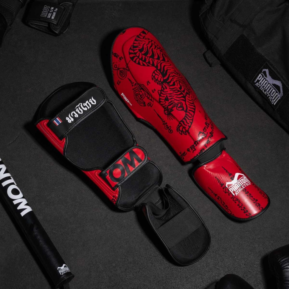 Защита голени и стопы Muay Thai Phantom PHSG2678-SM Red, S/M