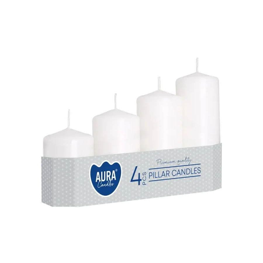 Набор свечей цилиндр Aura Candles Bispol SW50_4_090 Белые 4 шт