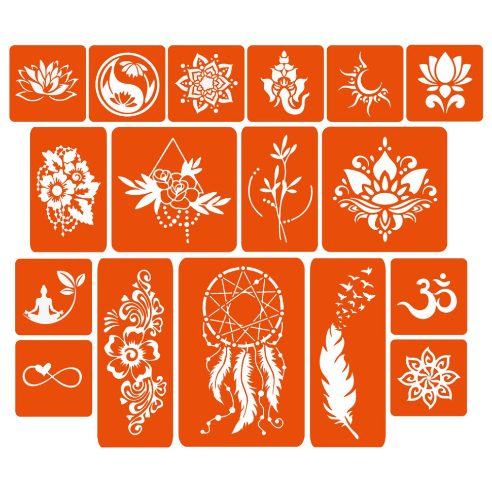 Набор хны с трафаретами для био-тату №6 Fresh Tattoo henna-set-06