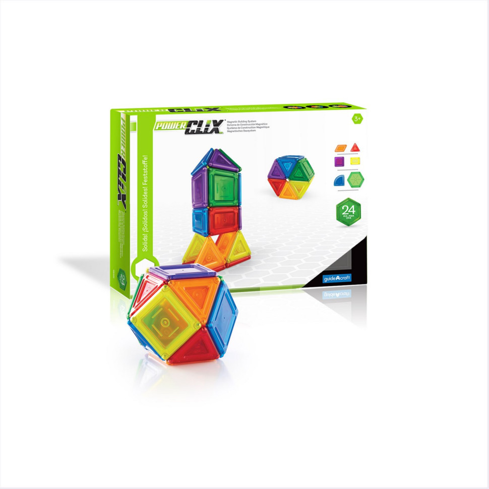 Магнітний конструктор PowerClix Solids Guidecraft G9420, 24 деталі
