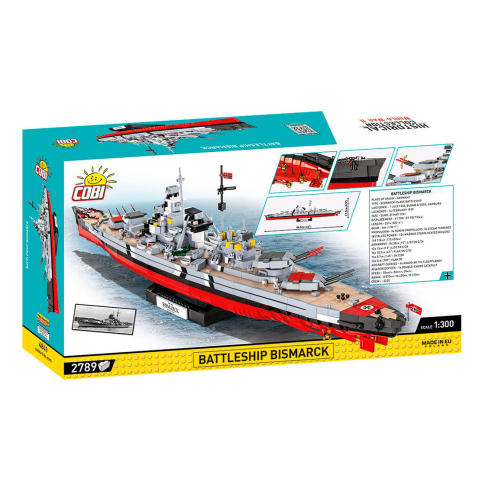 Конструктор бойовий корабель Лінкор Бісмарк COBI COBI-4841, 2880 деталей 1:300