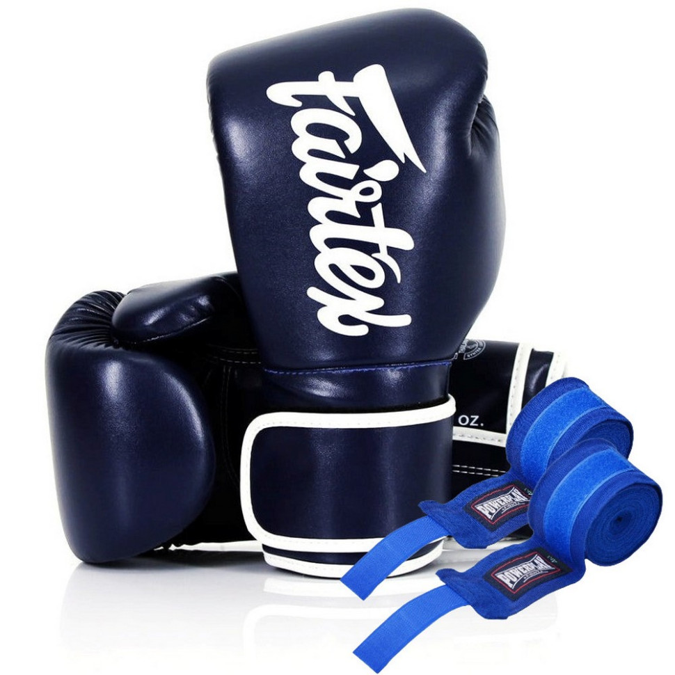 Боксерські рукавиці BGV14 Fairtex BGV14_14oz_Blue 14 унцій (бинти в комплекті)