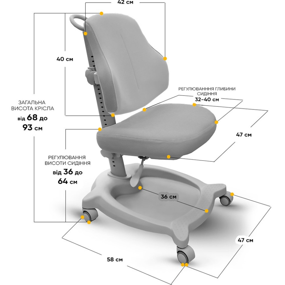 Детское кресло GT Y-402 Ortopedic ErgoKids Y-402 G, Grey