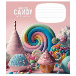 Зошит учнівський "Candy world" Школярик 012-3266K-1 в клітинку, 12 аркушів