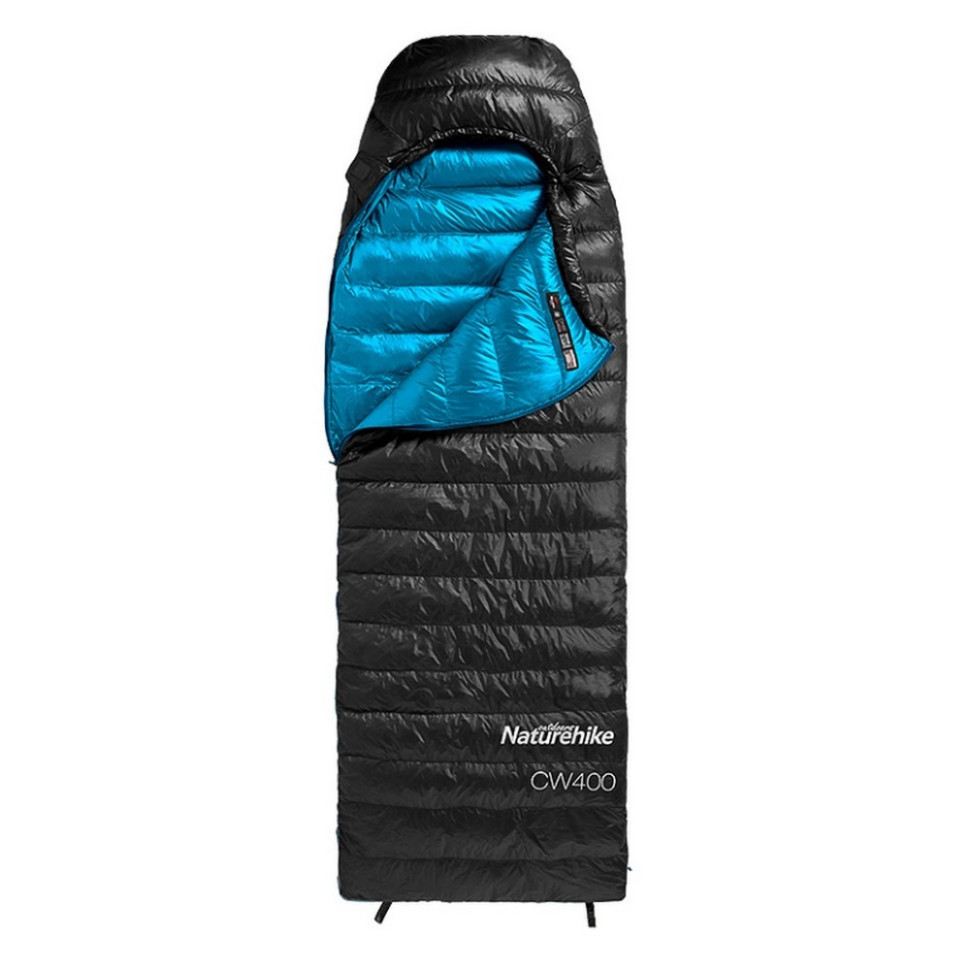 Спальник з натуральним пухом CW400 NH18C400-D Naturehike 6976507666831 чорно-блакитний