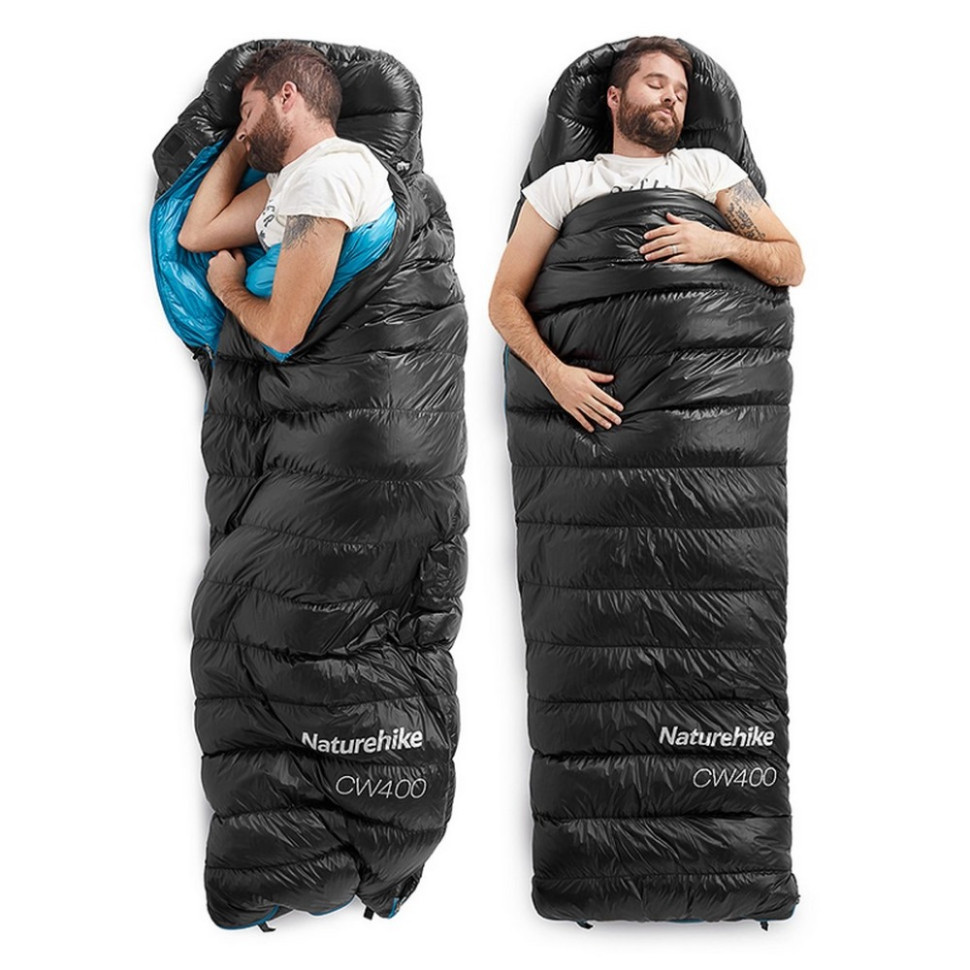 Спальник з натуральним пухом CW400 NH18C400-D Naturehike 6976507666831 чорно-блакитний