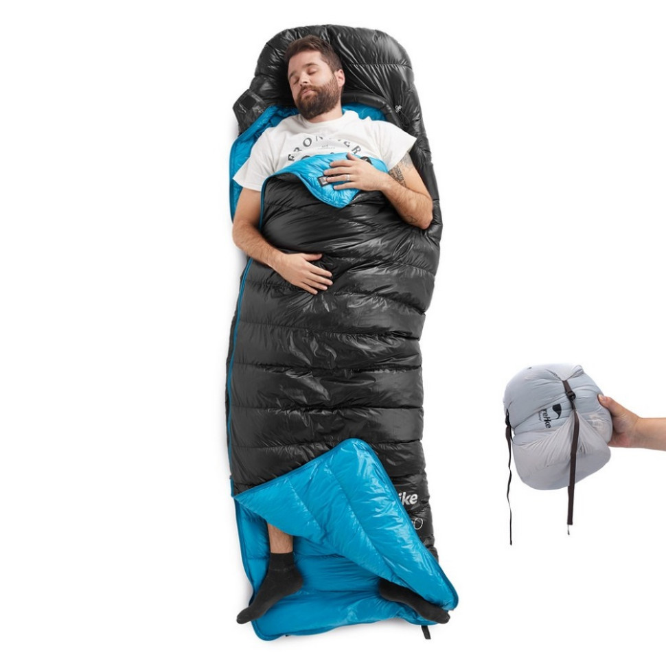 Спальник з натуральним пухом CW400 NH18C400-D Naturehike 6976507666831 чорно-блакитний