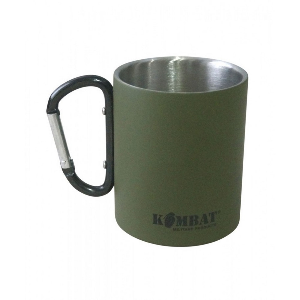 Кружка Carabiner Mug Stainless Steel KOMBAT UK kb-cmss-olgr