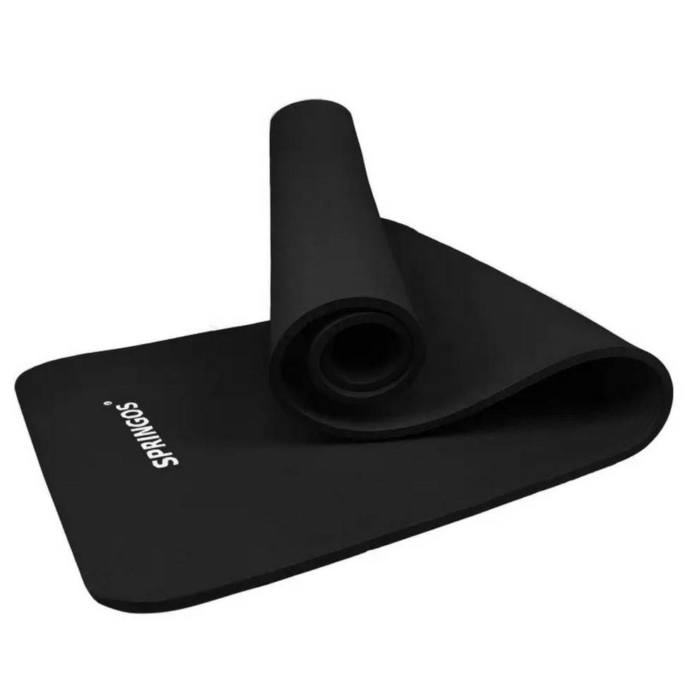 Коврик (мат) для йоги и фитнеса Springos YG0029 Black, NBR 1.5 см 