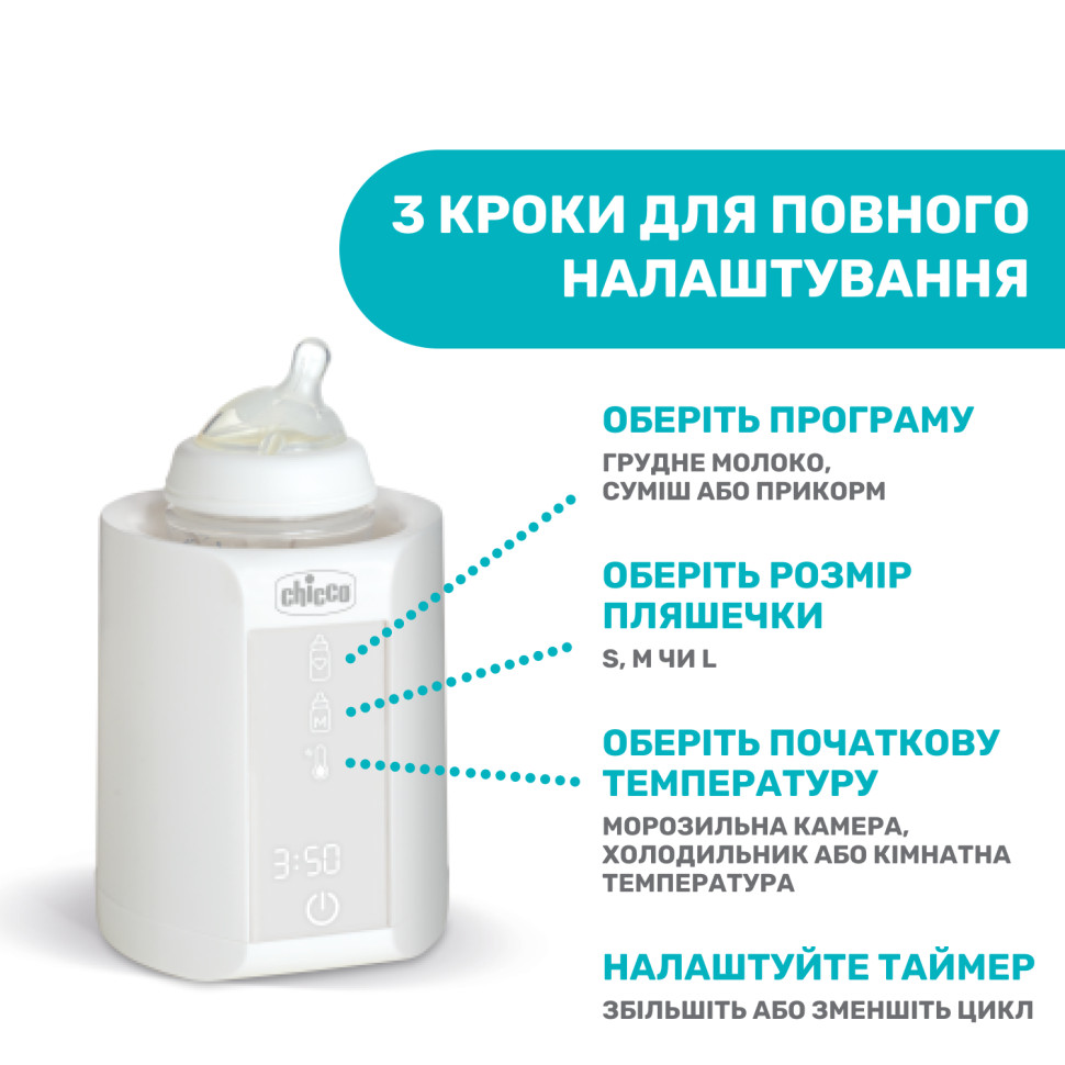 Нагреватель бутылочек для детского питания Chicco 07390.10 со стерилизатором