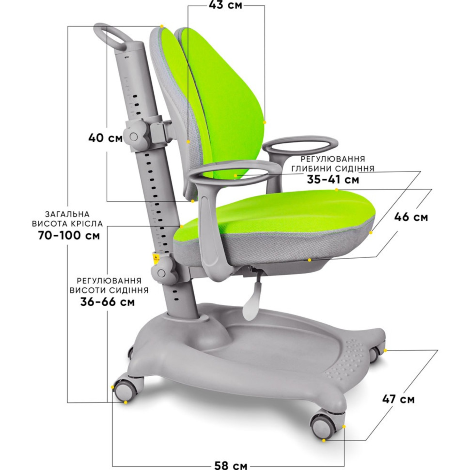 Детское кресло GT Y-404 Ortopedic ErgoKids Y-404 KZ, Green