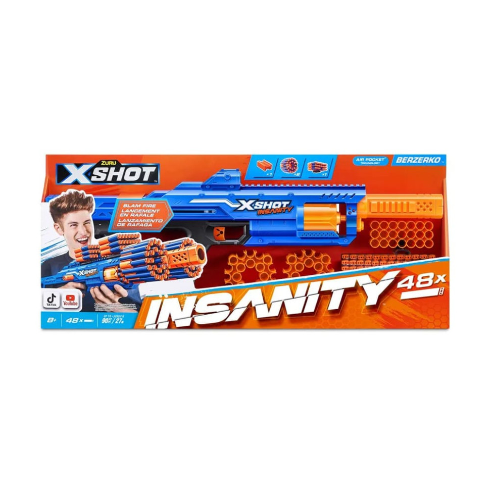 Быстрострельный бластер X-SHOT Insanity-Berzerko 8 Shot Zuru 36610R 48 патронов