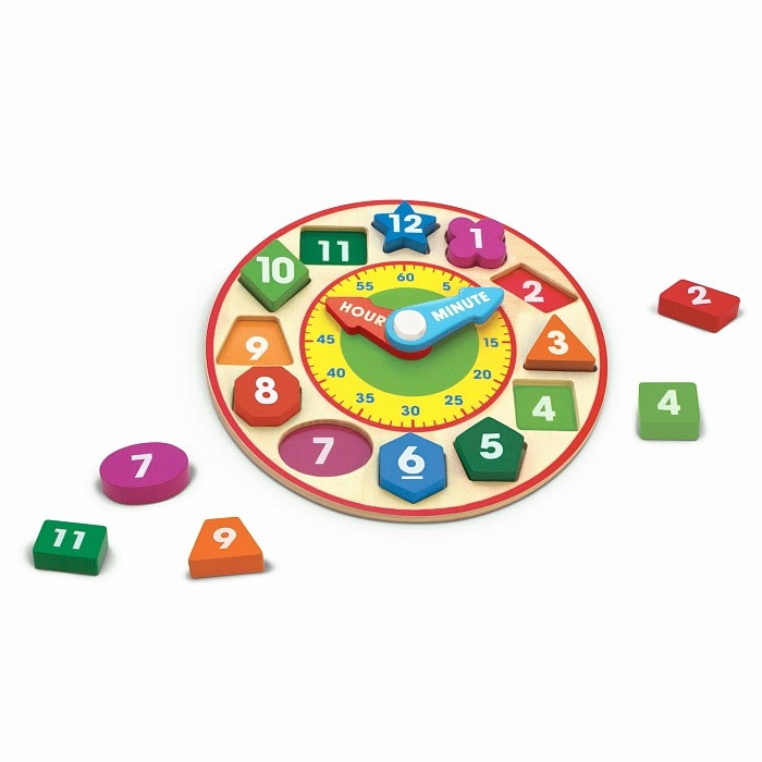 Дитячий дерев'яний годинник-сортувальник Melissa&Doug MD18593, 12 блоків