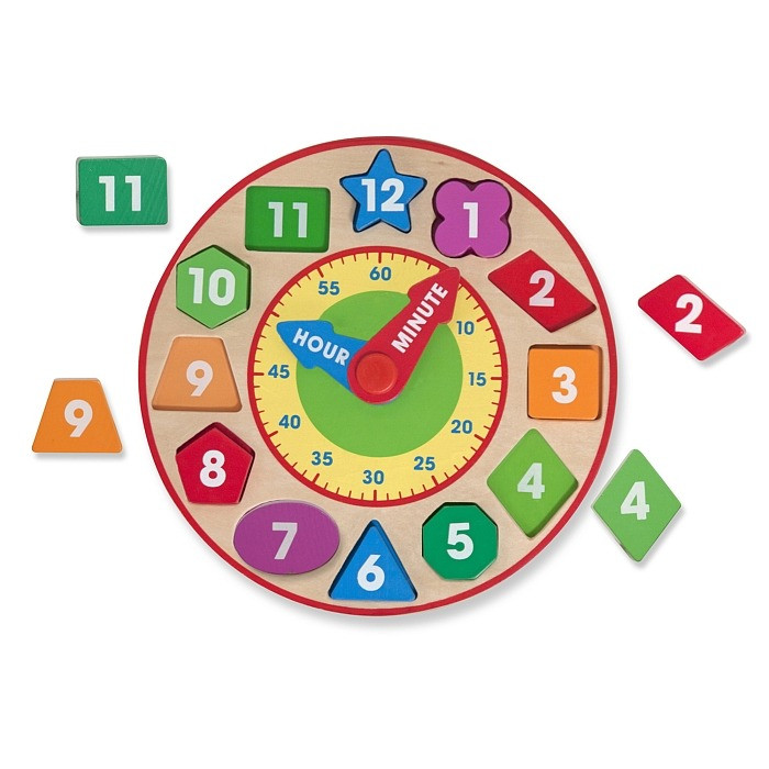 Дитячий дерев'яний годинник-сортувальник Melissa&Doug MD18593, 12 блоків