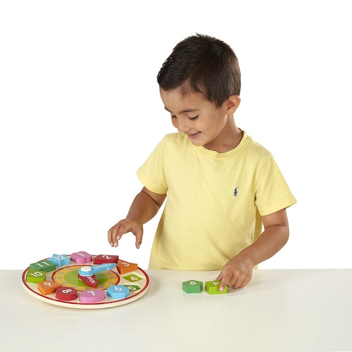 Дитячий дерев'яний годинник-сортувальник Melissa&Doug MD18593, 12 блоків