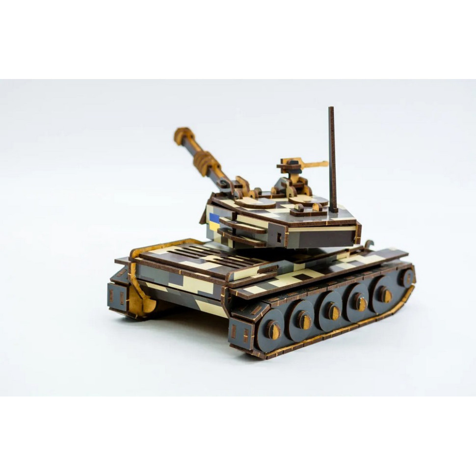 Деревянный 3D конструктор Танк PuzzleOK 162-0074, 162 детали