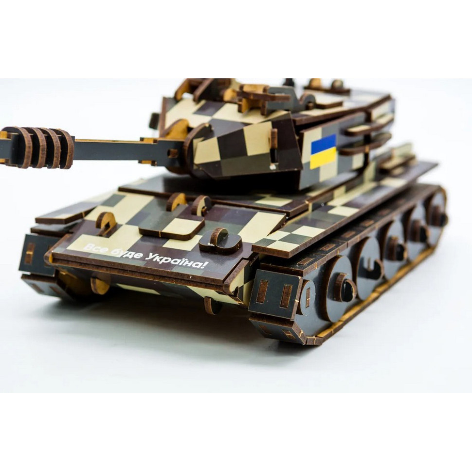 Деревянный 3D конструктор Танк PuzzleOK 162-0074, 162 детали