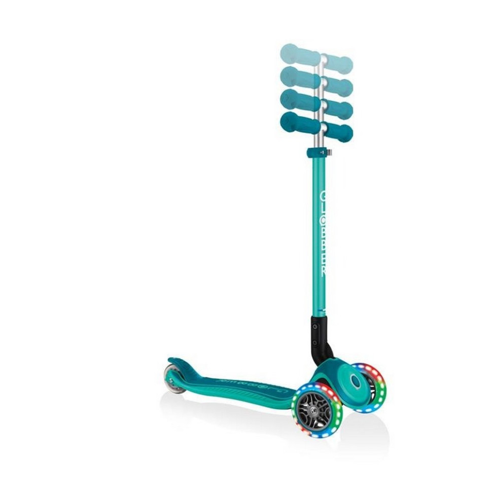 Самокат триколісний PRIMO FOLDABLE PLUS LIGHTS GLOBBER 439-107 зелений, колеса з підсвіткою