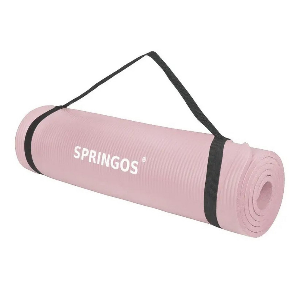 Коврик (мат) для йоги и фитнеса Springos YG0040 Pink, NBR 1.5 см 