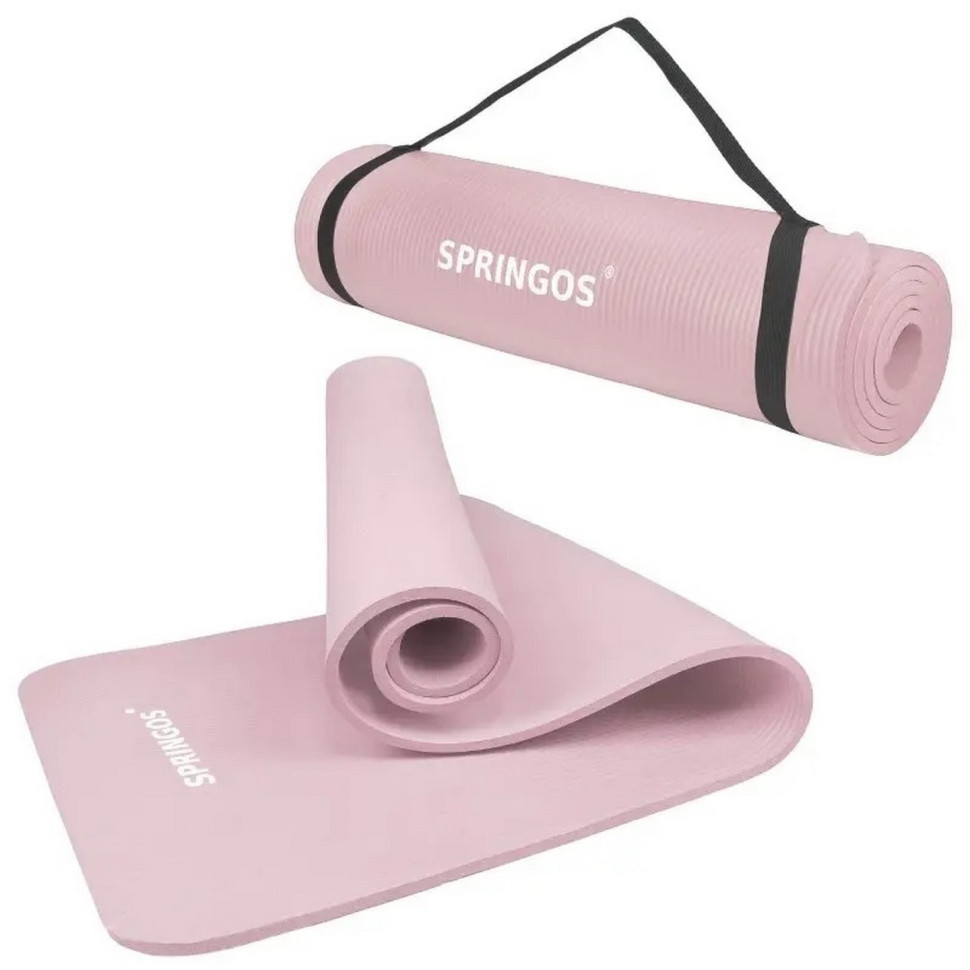 Коврик (мат) для йоги и фитнеса Springos YG0040 Pink, NBR 1.5 см 