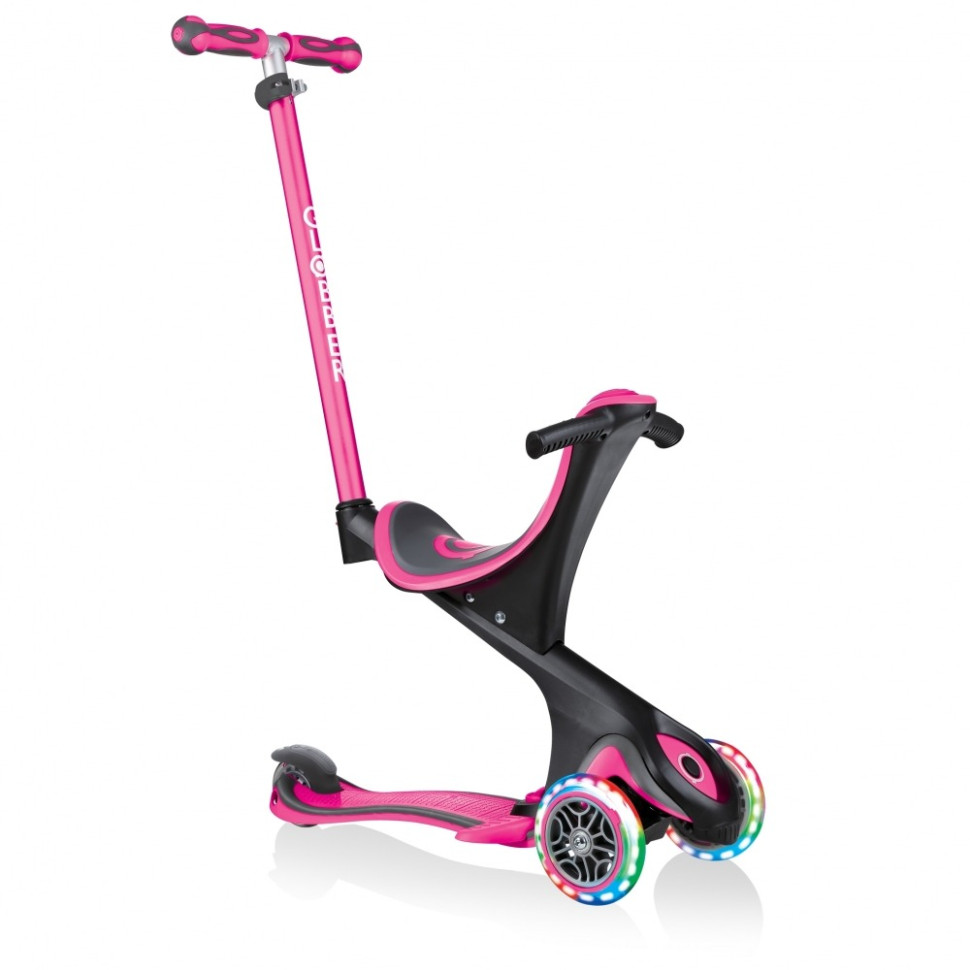Самокат серії EVO COMFORT LIGHTS GLOBBER 459-110, 5 в 1 рожевий, колеса світяться