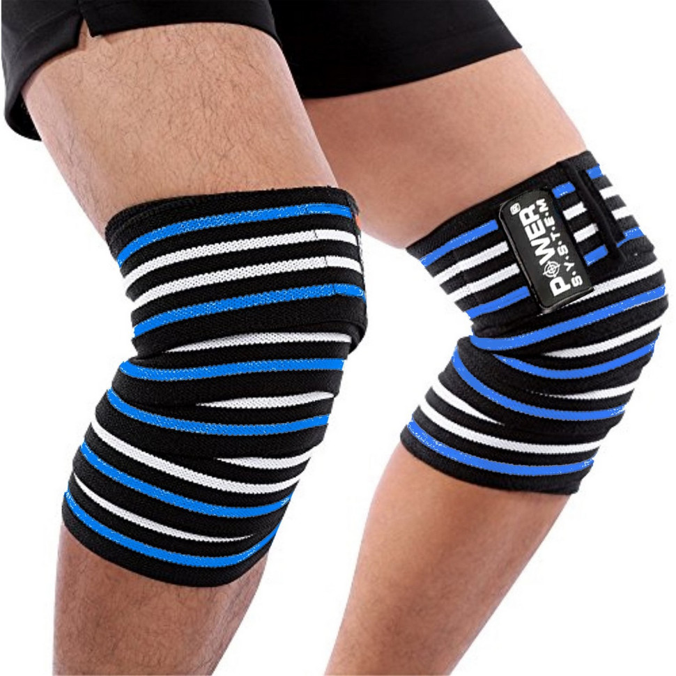 Бинти на коліна Knee Wraps Power System PS-3700_Blue-Black, (пара)