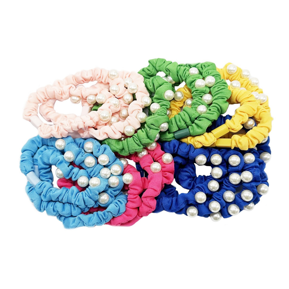 Набір резинок для волосся La-beauty 0303-1078 різнокольорові, 18 штук, з намистиною
