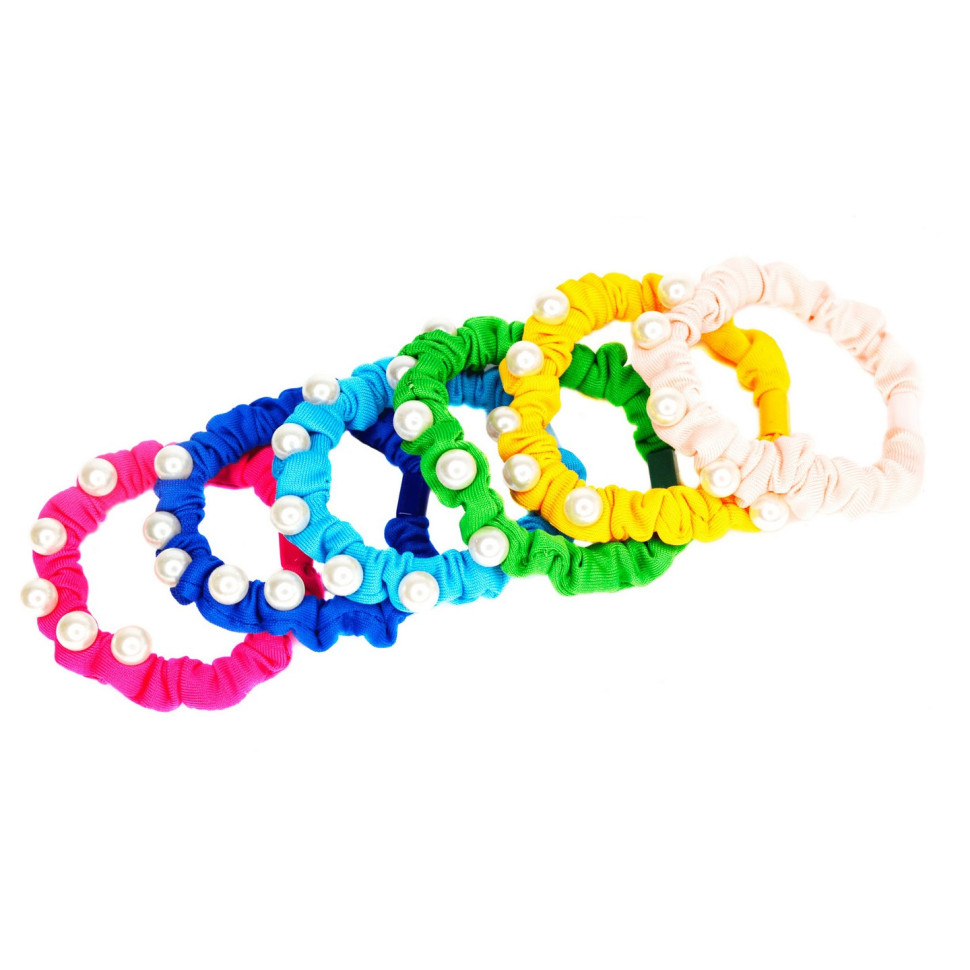 Набір резинок для волосся La-beauty 0303-1078 різнокольорові, 18 штук, з намистиною
