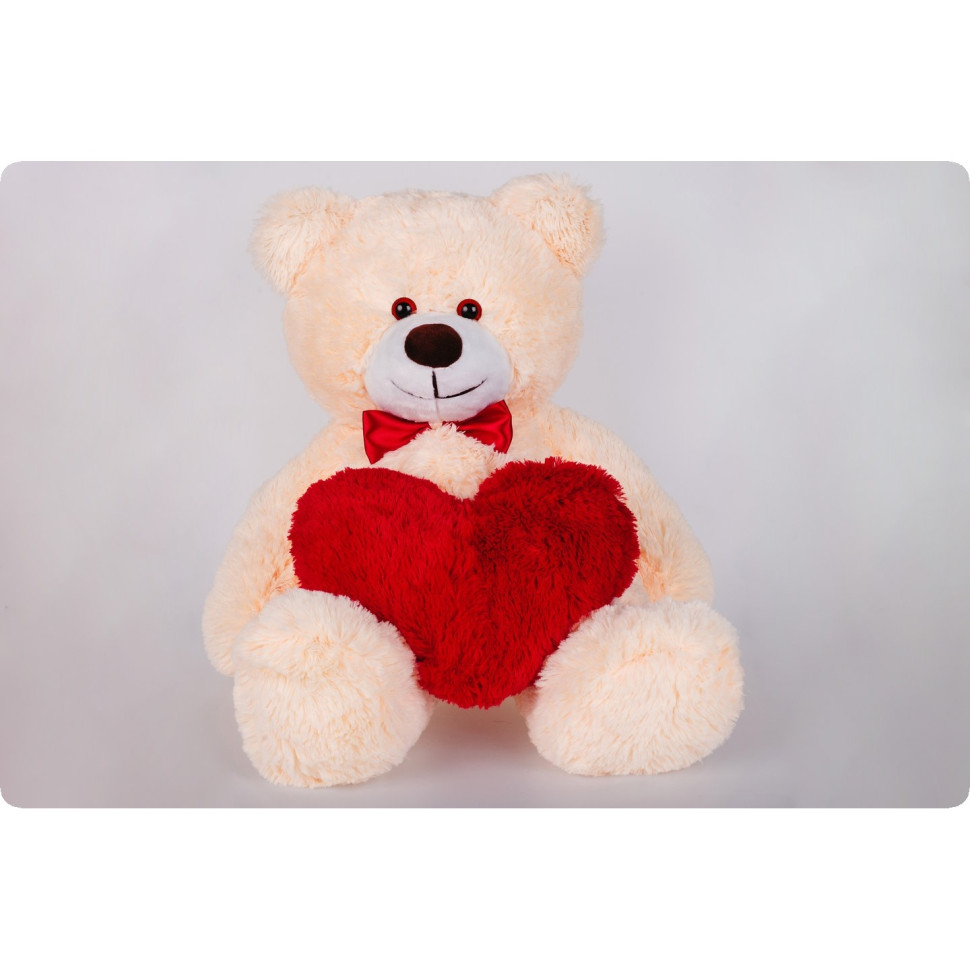 Плюшевий ведмедик з серцем Джиммі Yarokuz YK0025 персиковий 90 см