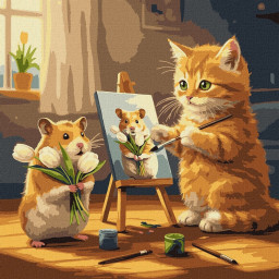 Картина по номерам "Кот художник" ©art_selena_ua Идейка KHO6758, 40х40 см Картина по номерам "Кот художник" ©art_selena_ua Идейка KHO6758, 40х40 см