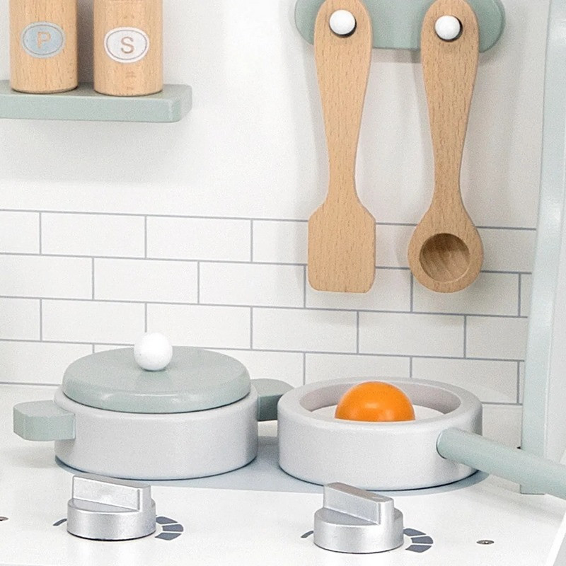 Детская кухня PolarB Viga Toys 44048 из дерева с аксессуарами, зеленый