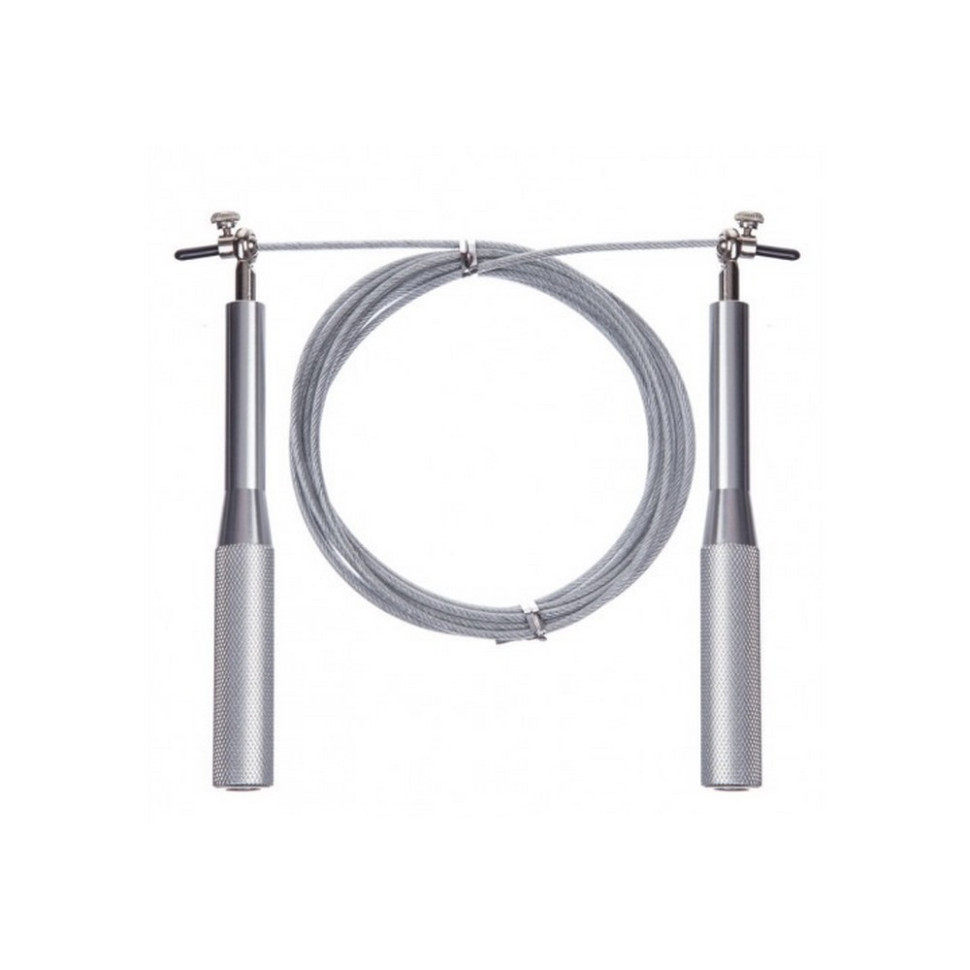 Швидкісна скакалка Aluminium EasyFit EF-1910-SR, зі сталевим тросом і алюмінієвими ручками, сіра