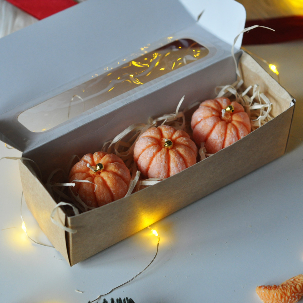 Новорічний набір свічок з соєвого воску «Мандарин» SP2474 ручної роботи 3 шт