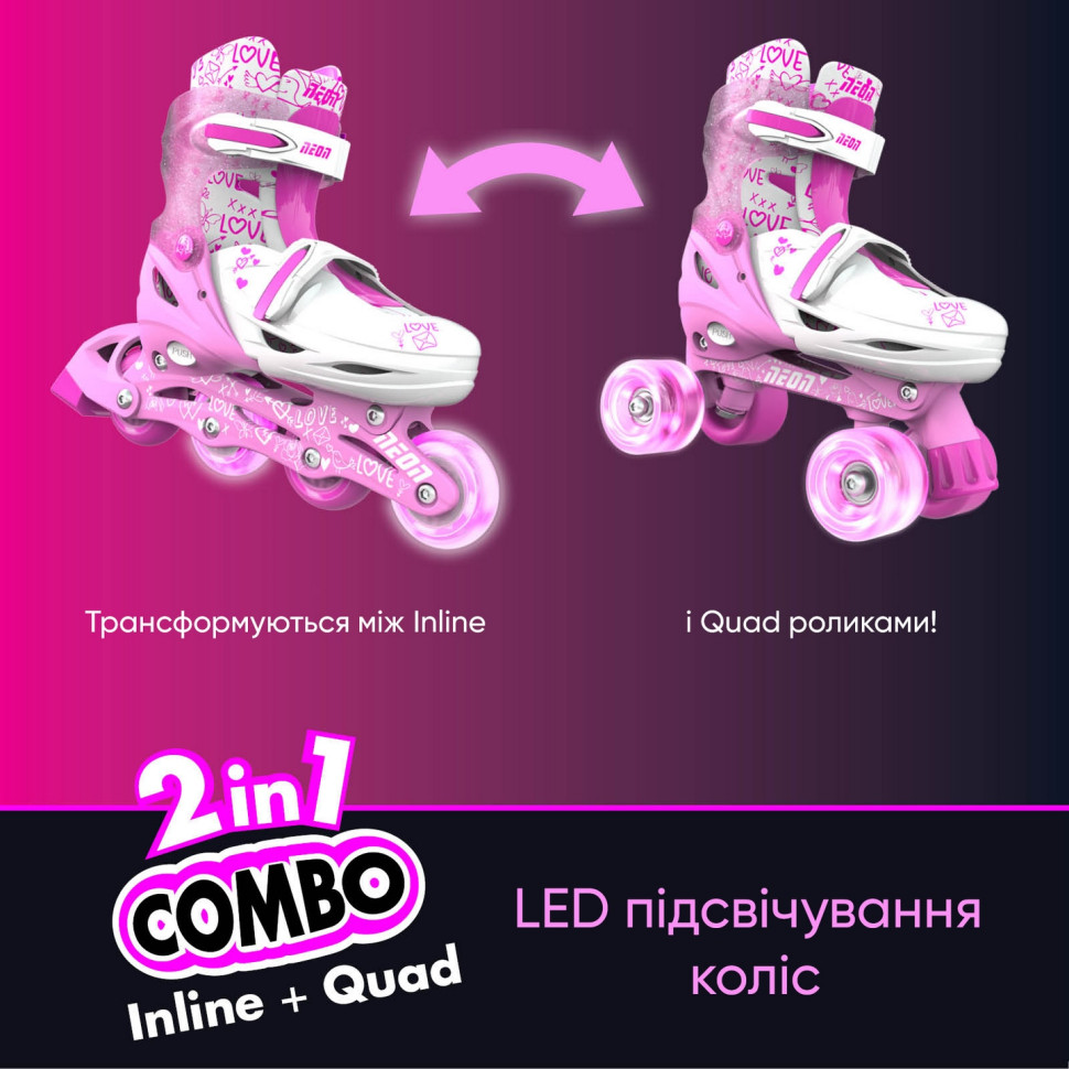 Роликовые коньки Neon Combo Skates Розовый (Размер 34-38) NT10P4