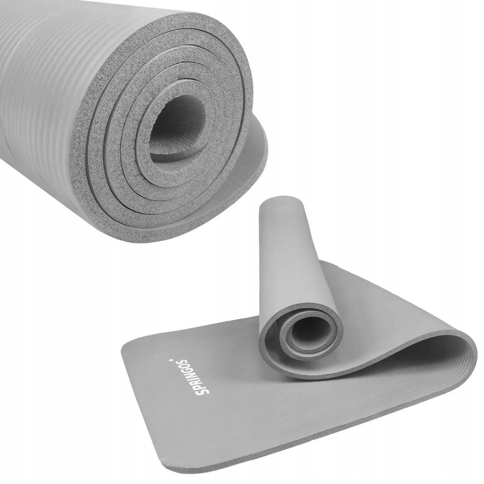 Коврик (мат) для йоги и фитнеса Springos YG0041 Light Grey, NBR 1.5 см 