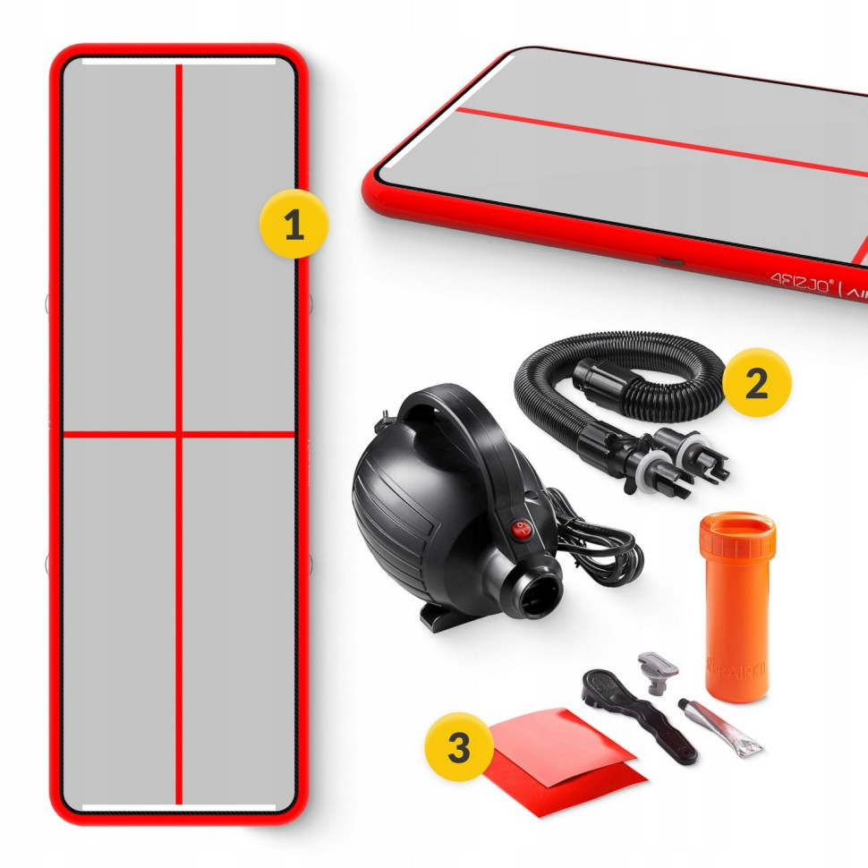 Мат надувной гимнастический Air Track Mat 4FIZJO P-5907739312044 White/Red 600x200x20 см