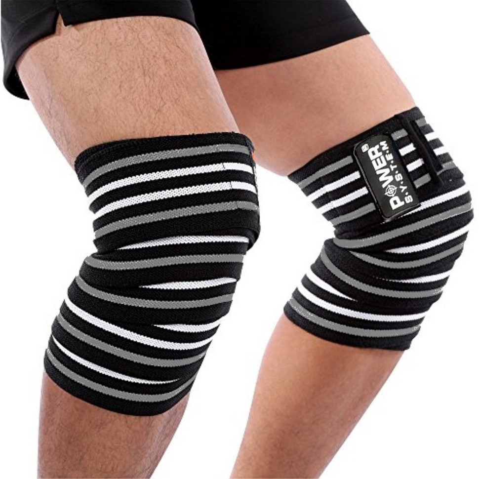 Бинти на коліна Knee Wraps Power System PS-3700_Grey-Black, (пара)