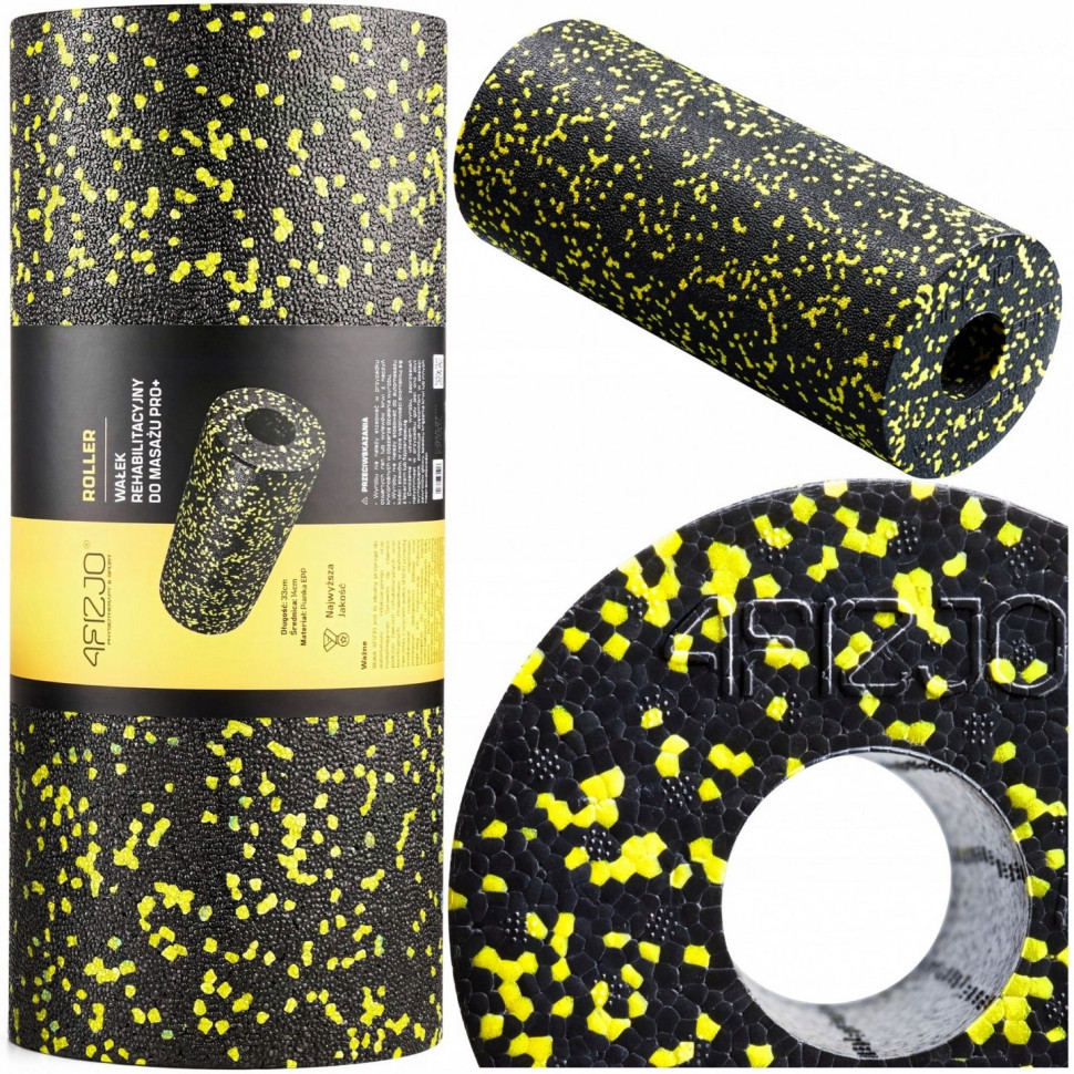 Масажний ролик EPP PRO+ 4FIZJO 4FJ0055, 33 x 14 см, гладкий, Black/Yellow