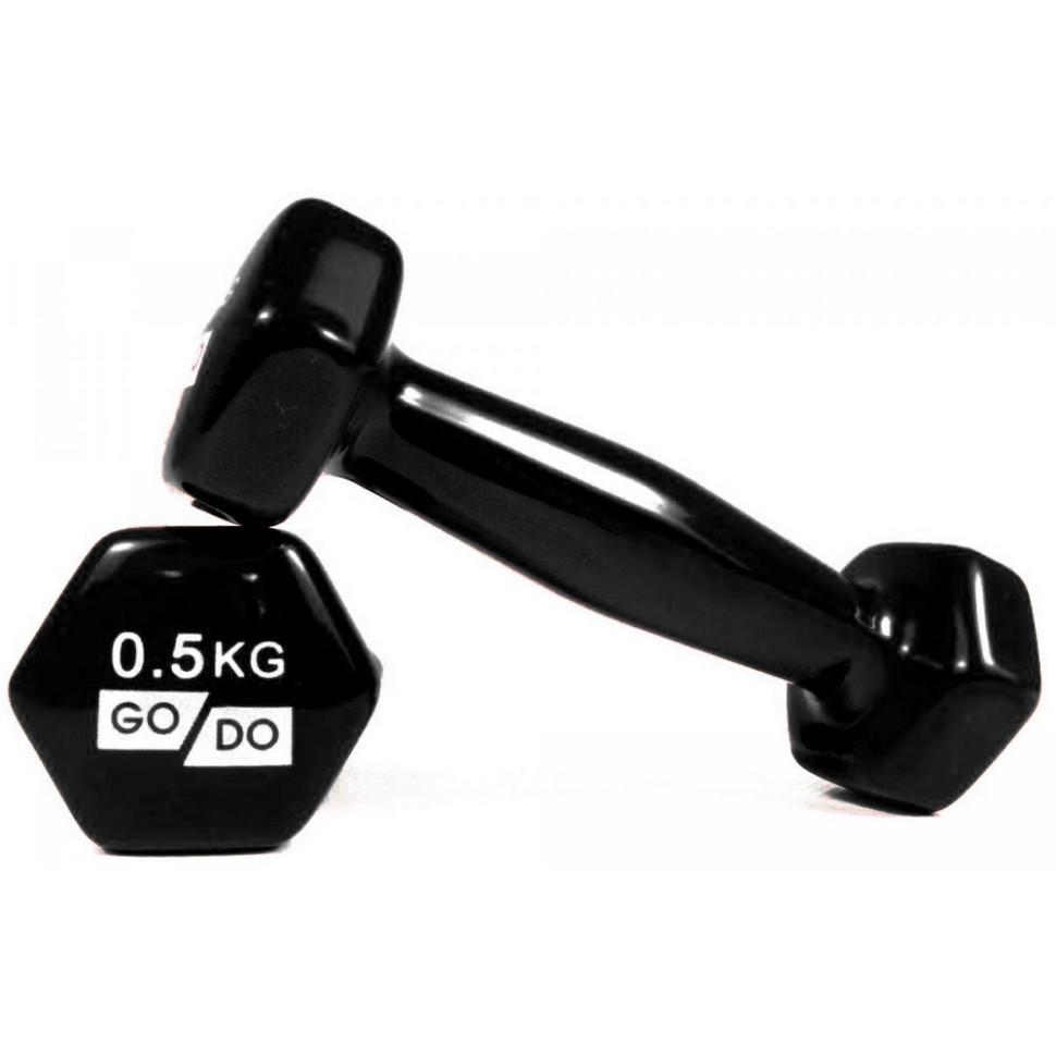 Гантелі для фітнесу з вініловим покриттям Gemini Sport GoDo GD-0.5BK 2 шт по 0,5 кг