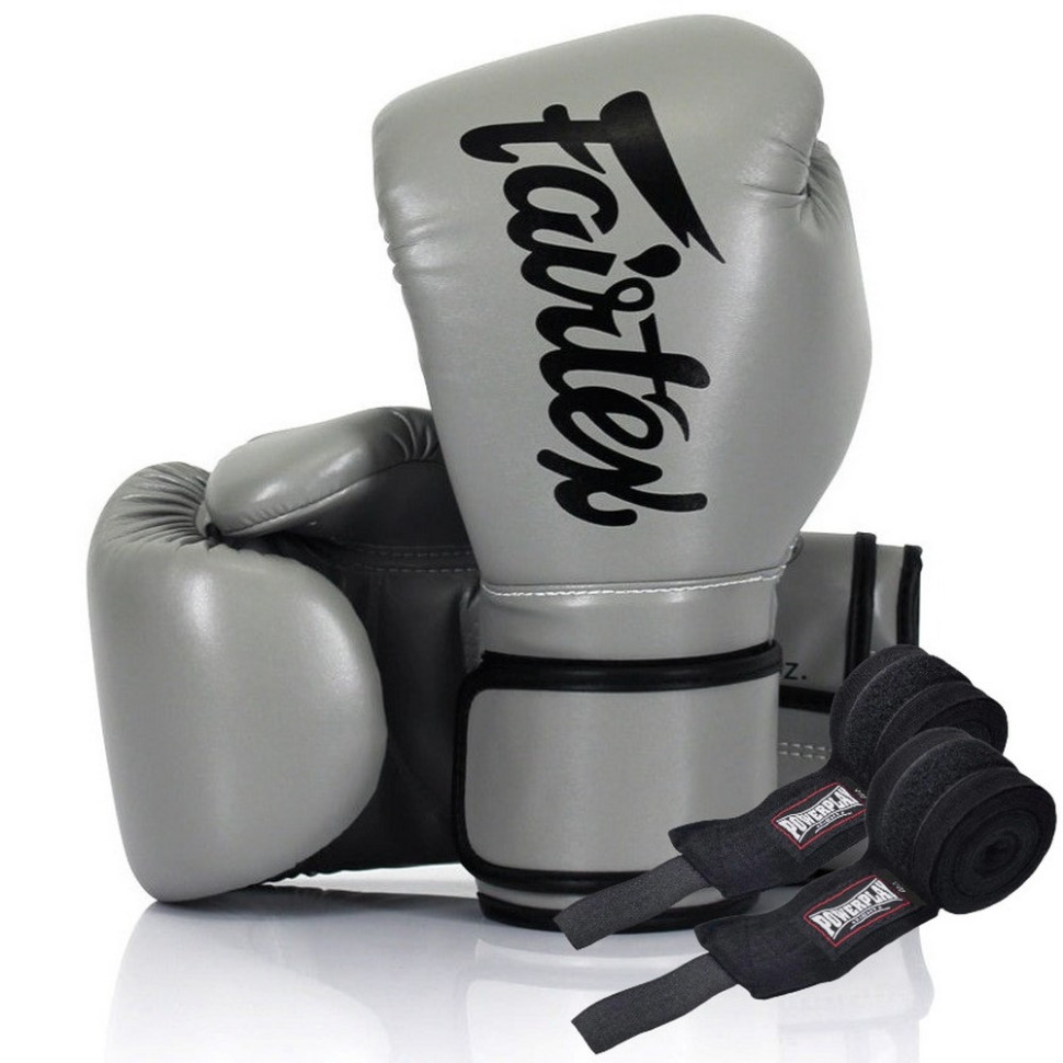 Боксерские перчатки BGV14 Fairtex BGV14_12oz_Grey 12 унций (бинты в комплекте)