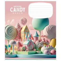 Зошит учнівський "Candy world" Школярик 012-3266K-4 в клітинку, 12 аркушів