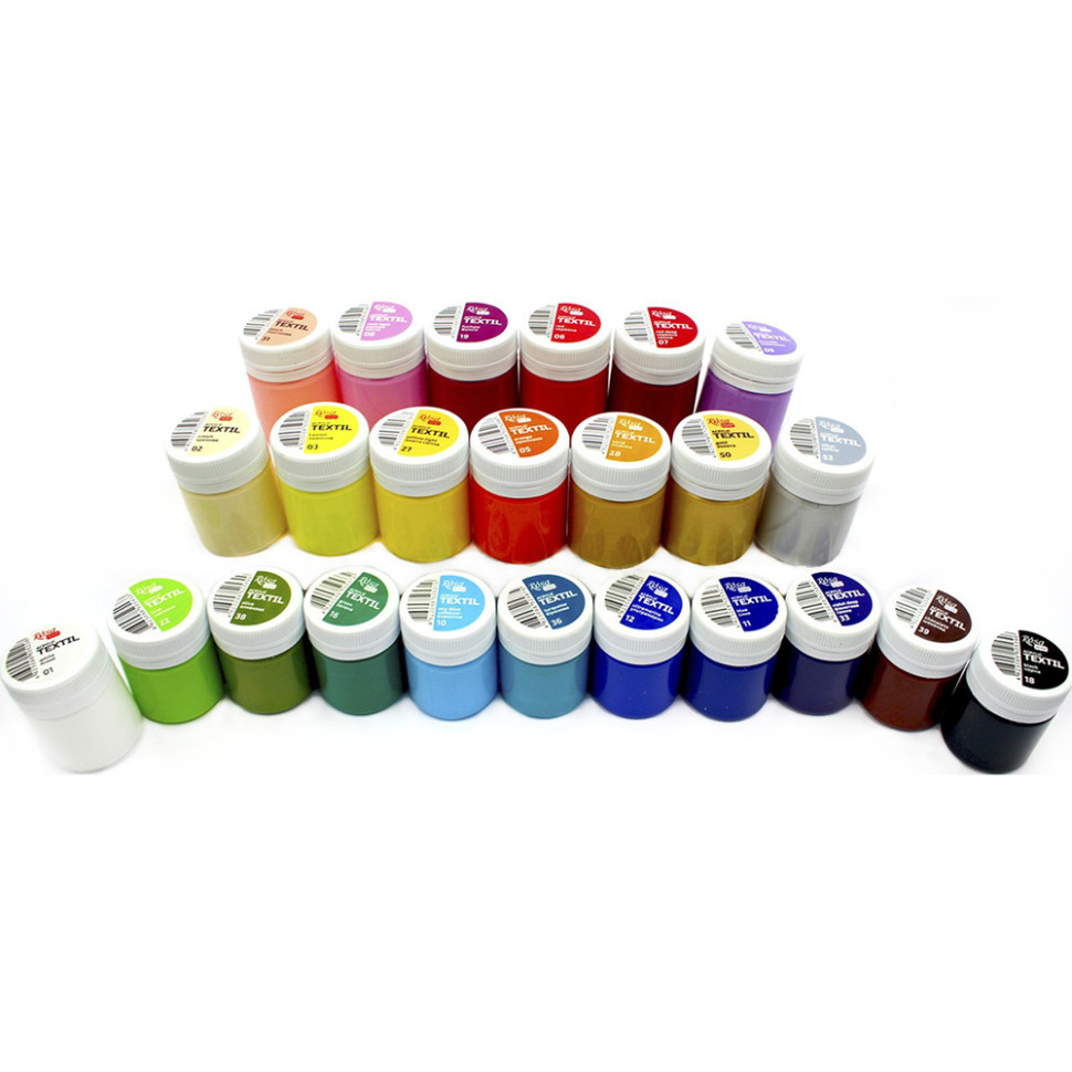 Набор акриловой краски для росписи тканей Rosa 13420217, 24 баночки