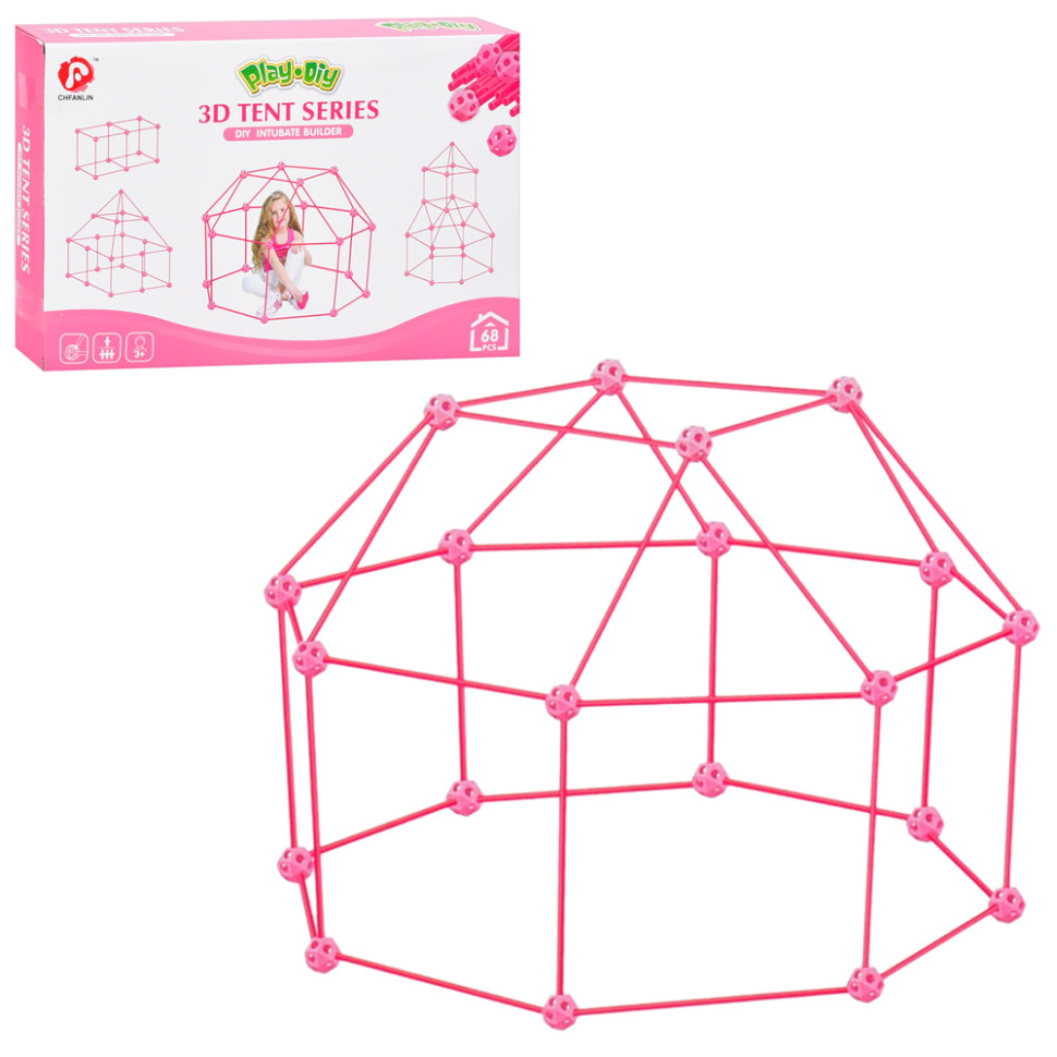 Дитячий конструктор-намет 3D Tent Series Bambi 137-1(Pink) 68 деталей, каркасний