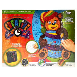 Набір для творчості "Creative clock: Ведмідь" Danko Toys СС-01-05 гліттер, годинниковий механізм