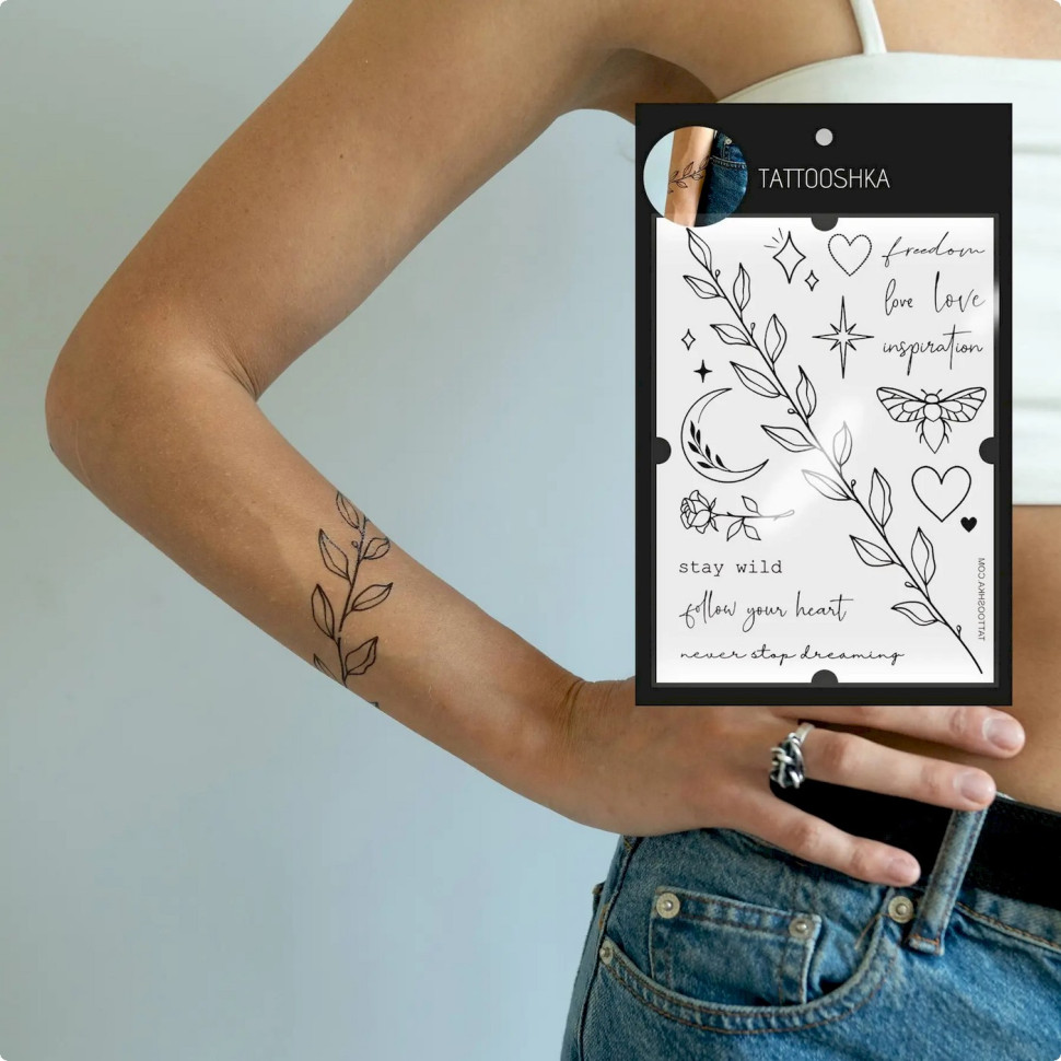 Набор временных татуировок FREEDOM LOVE TATTOOSHKA LB-100