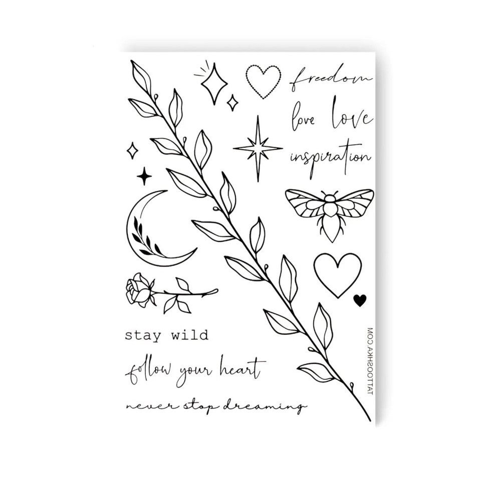 Набор временных татуировок FREEDOM LOVE TATTOOSHKA LB-100