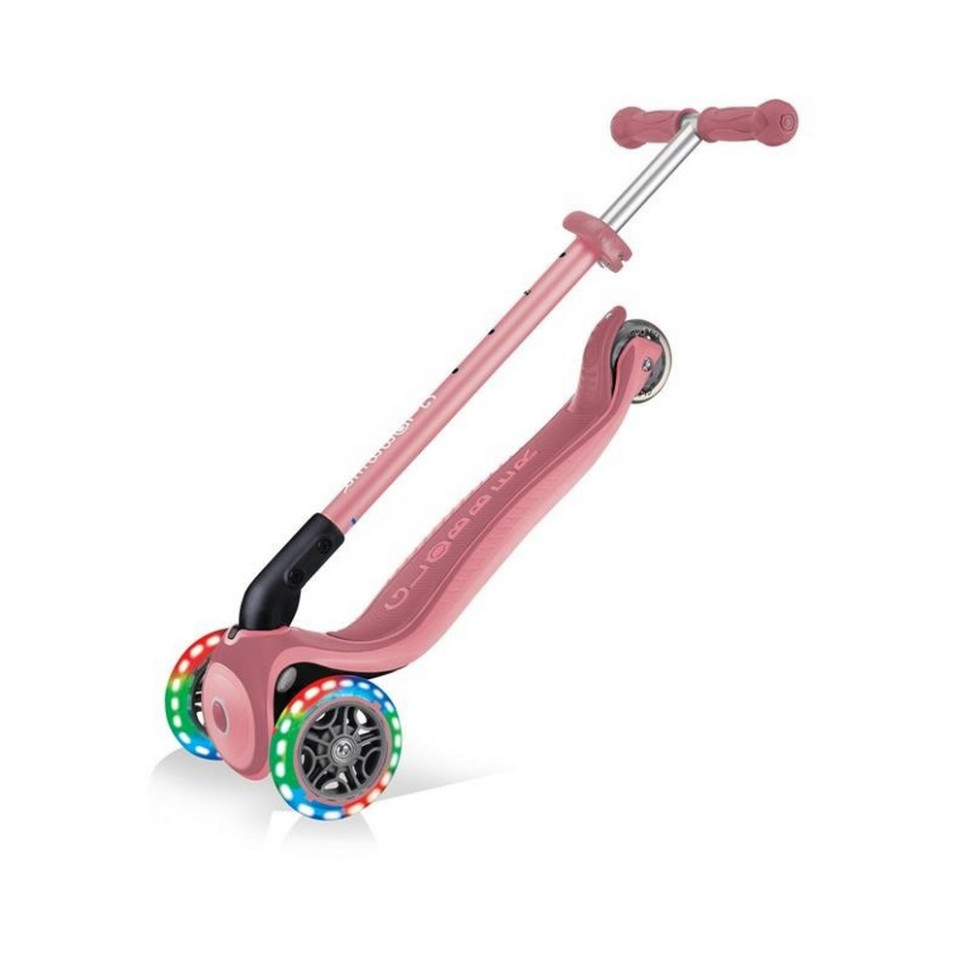 Самокат трехколесный PRIMO FOLDABLE PLUS LIGHTS GLOBBER 439-210 пастельно-розовый, колеса с подсветкой