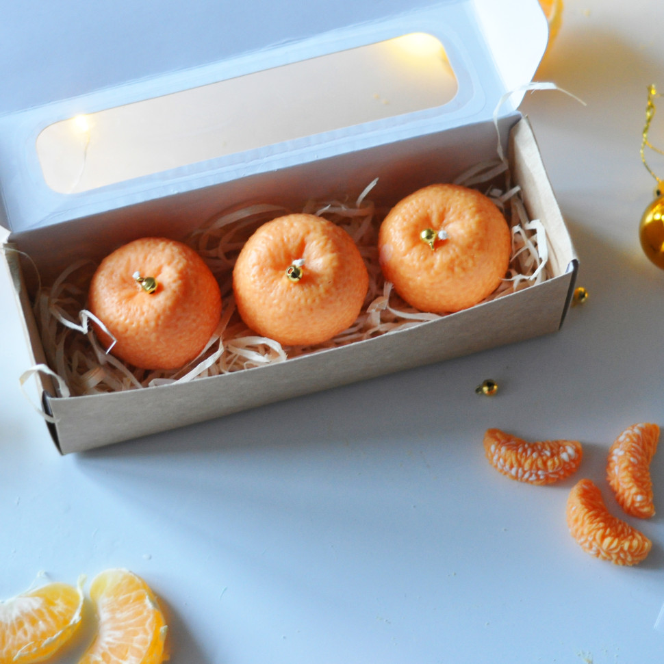 Новорічний набір свічок з соєвого воску «Мандарин» SP2475 ручної роботи 3 шт