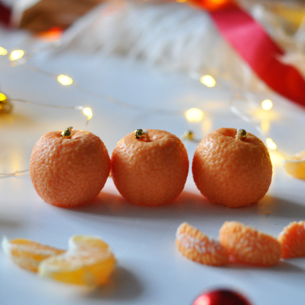 Новорічний набір свічок з соєвого воску «Мандарин» SP2475 ручної роботи 3 шт