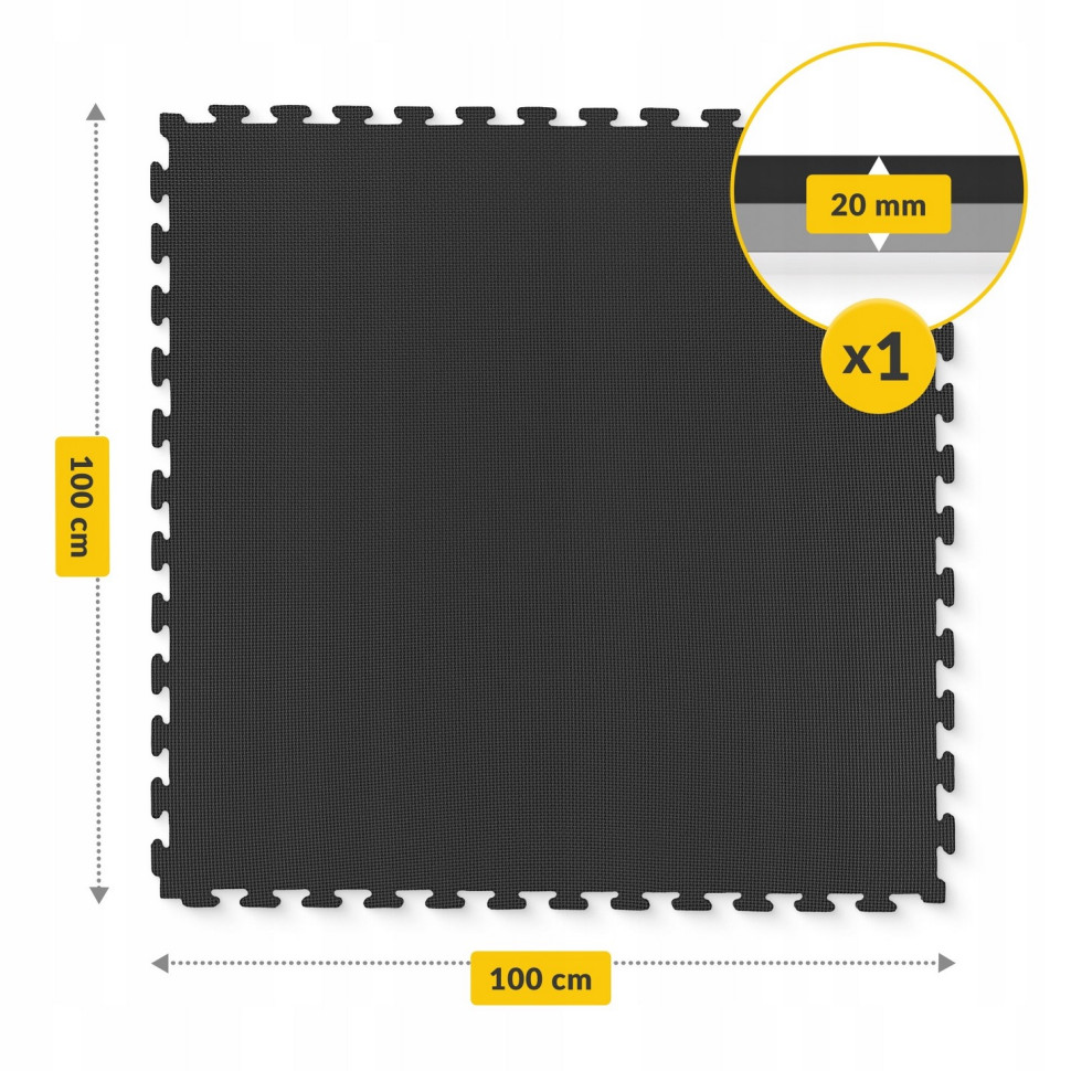 Мат-пазл ласточкин хвост Mat Puzzle 4FIZJO P-5907739316226 Black/Grey 100x100x2 cм